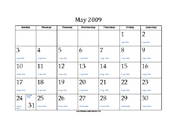 May 2009 Calendar with Jewish equivalents