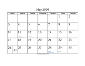 May 2009 Calendar with Jewish holidays