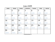 June 2009 Calendar with Jewish equivalents and holidays