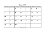 June 2009 Calendar with Jewish holidays