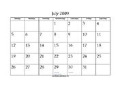 July 2009 Calendar with Jewish holidays