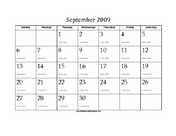 September 2009 Calendar with Jewish equivalents