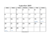 September 2009 Calendar with Jewish holidays