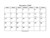 December 2009 Calendar with Jewish holidays