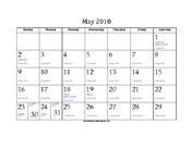 May 2010 Calendar with Jewish equivalents and holidays