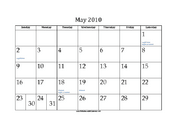 May 2010 Calendar with Jewish holidays