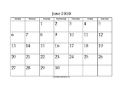 June 2010 Calendar with Jewish holidays