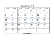 November 2010 Calendar with Jewish equivalents