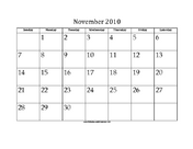 November 2010 Calendar with Jewish holidays
