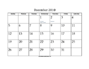 December 2010 Calendar with Jewish holidays