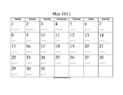 May 2011 Calendar with Jewish equivalents