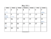 May 2011 Calendar with Jewish holidays