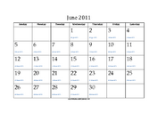June 2011 Calendar with Jewish equivalents