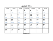 August 2011 Calendar with Jewish equivalents
