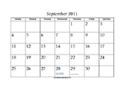 September 2011 Calendar with Jewish holidays