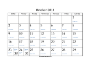 October 2011 Calendar with Jewish equivalents