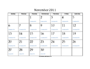 November 2011 Calendar with Jewish equivalents