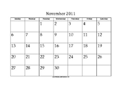 November 2011 Calendar with Jewish holidays