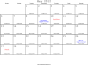 May 2012 Calendar with Jewish equivalents