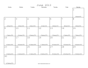 June 2013 Calendar with Jewish equivalents