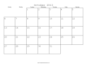 October 2013 Calendar with Jewish holidays