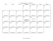 January 2014 Calendar with Jewish equivalents