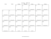 July 2014 Calendar with Jewish equivalents