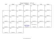 September 2014 Calendar with Jewish equivalents