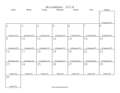November 2014 Calendar with Jewish equivalents