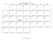 December 2014 Calendar with Jewish equivalents