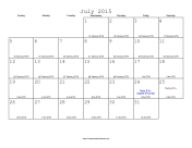 July 2015 Calendar with Jewish equivalents