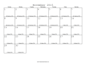 November 2015 Calendar with Jewish equivalents