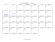 December 2015 Calendar with Jewish equivalents