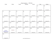 January 2016 Calendar with Jewish equivalents