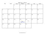 March 2016 Calendar with Jewish holidays
