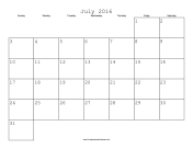July 2016 Calendar with Jewish holidays