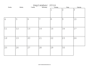 September 2016 Calendar with Jewish holidays