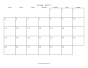June 2017 Calendar with Jewish holidays