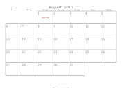 August 2017 Calendar with Jewish holidays