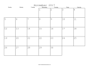 November 2017 Calendar with Jewish holidays