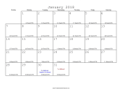 January 2018 Calendar with Jewish equivalents