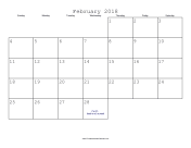 February 2018 Calendar with Jewish holidays