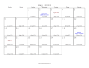 May 2018 Calendar with Jewish equivalents