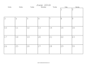 June 2018 Calendar with Jewish holidays