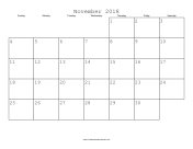 November 2018 Calendar with Jewish holidays