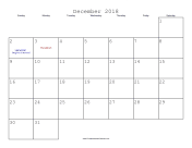 December 2018 Calendar with Jewish holidays
