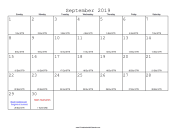 September 2019 Calendar with Jewish equivalents