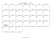 December 2019 Calendar with Jewish equivalents