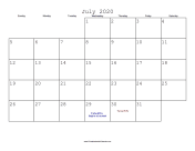 July 2020 Calendar with Jewish holidays