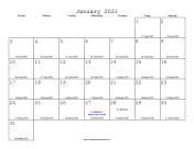 January 2021 Calendar with Jewish equivalents